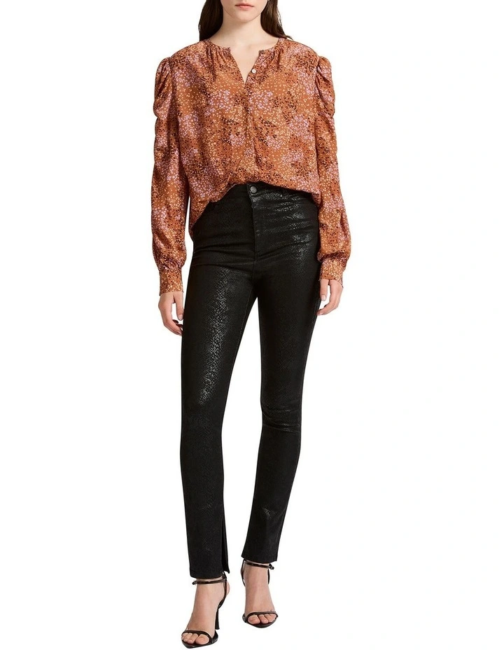 The Midnight Flower Blouse in Orange Multi