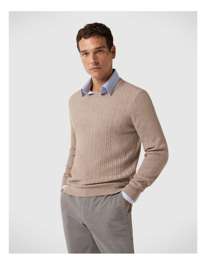 Lightweight Crew Neck Knit in Light Tan