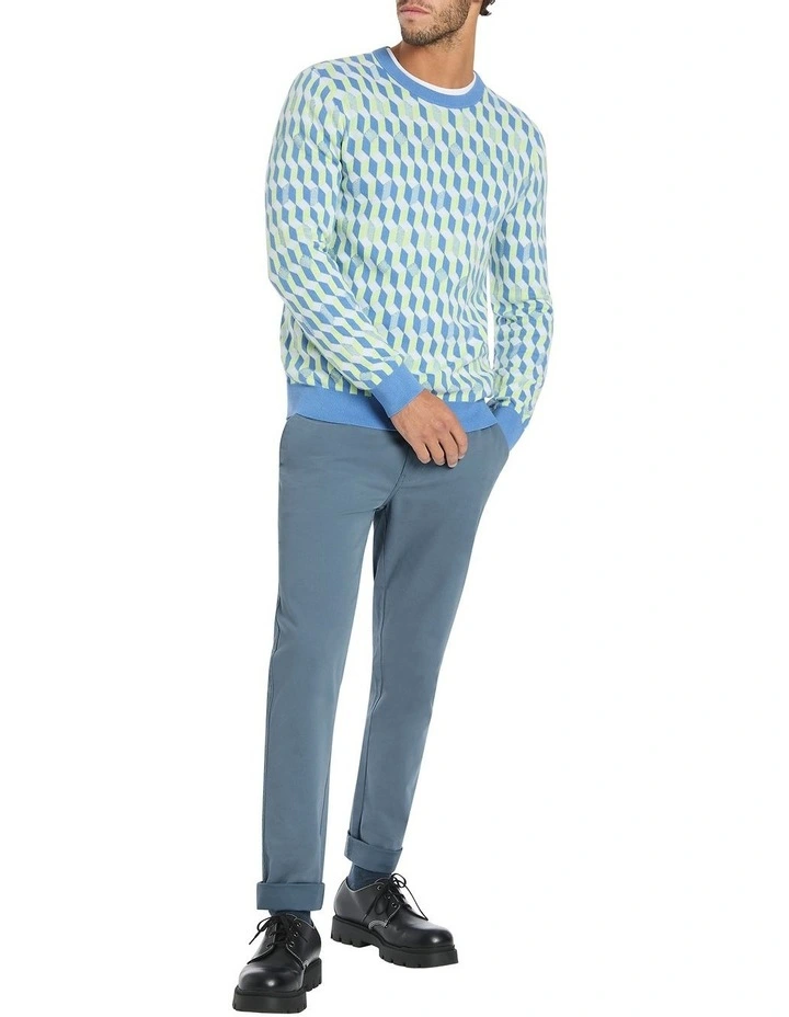 Hisoka Crew Neck Knit in Midori Geo