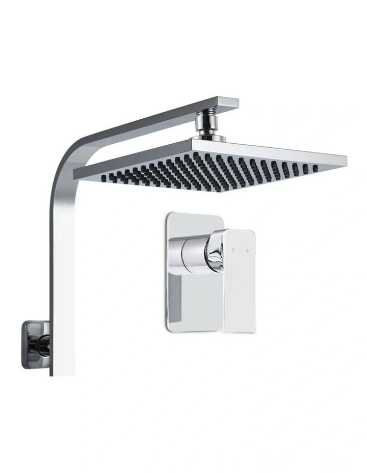 8 Inch Wall Arm Square High Pressure Rain Shower Head Mixer Tap in Chrome