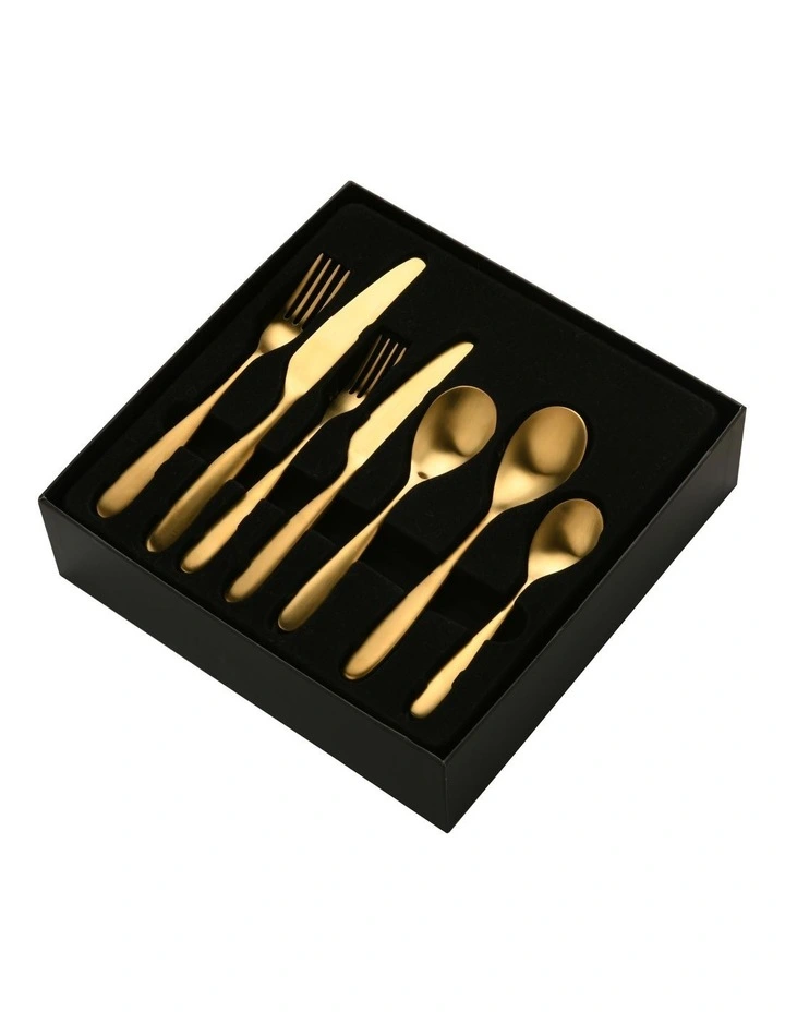 Nouveau Cutlery Set 56 Piece in Matte Gold