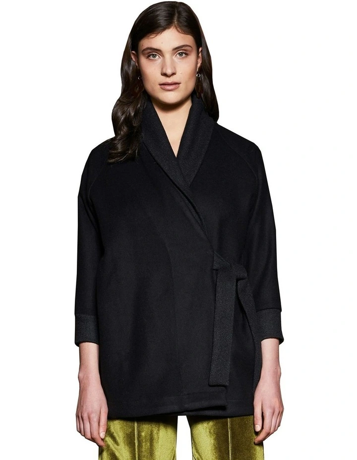 Truffle Wrap Coat in Black