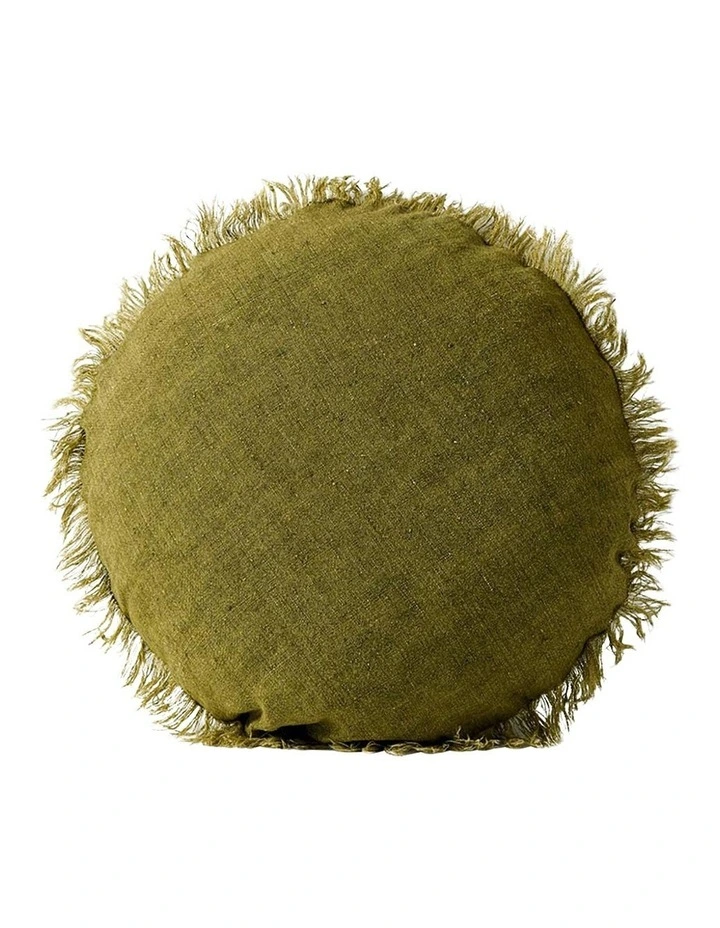 Vintage Linen Fringe Cushion Range in Olive