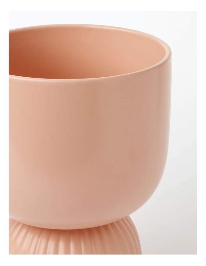 Clio Ceramic Ribbed Bottom Planter 22cm in Pink