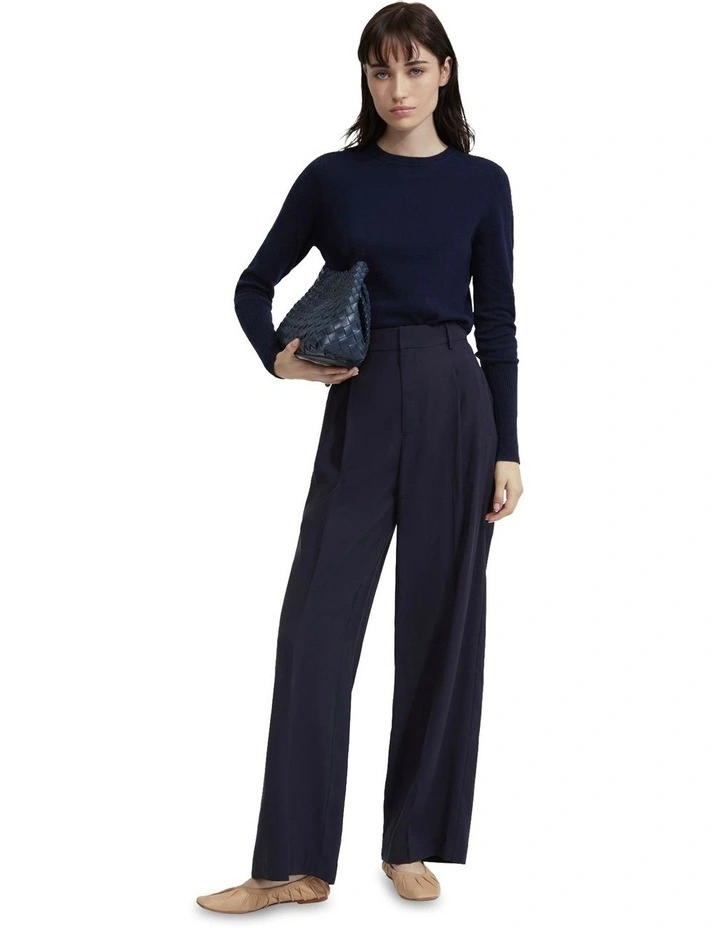 Madeline Long Cuff Knit Top in Navy