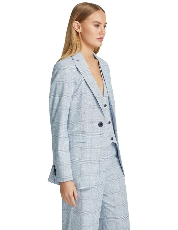 Ebony Eco Checked Suit Jacket in Blue