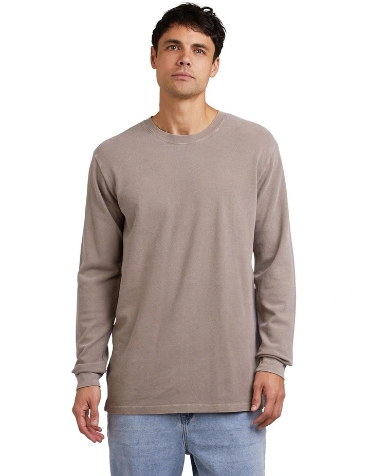 Pique Long Sleeve Tee in Mushroom