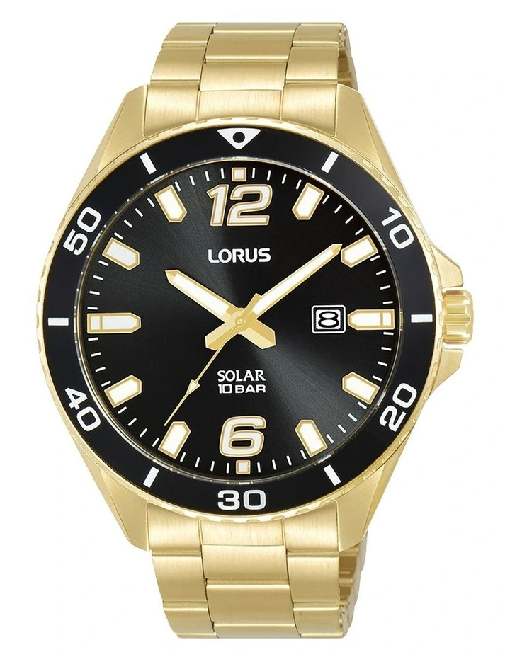 Sports Stainless Steel Watch in Silver & Black