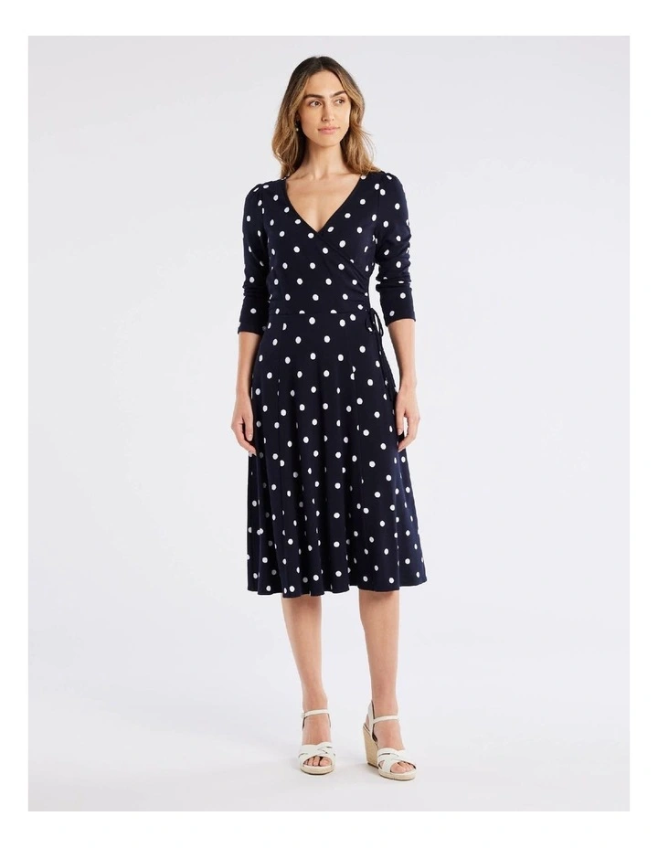 Good Spot Ponte Dress in Navy/Ivory