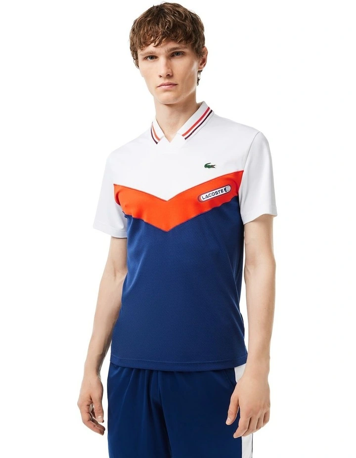 DM Tech Ultra Dry Polo Shirt in White/Sunrise