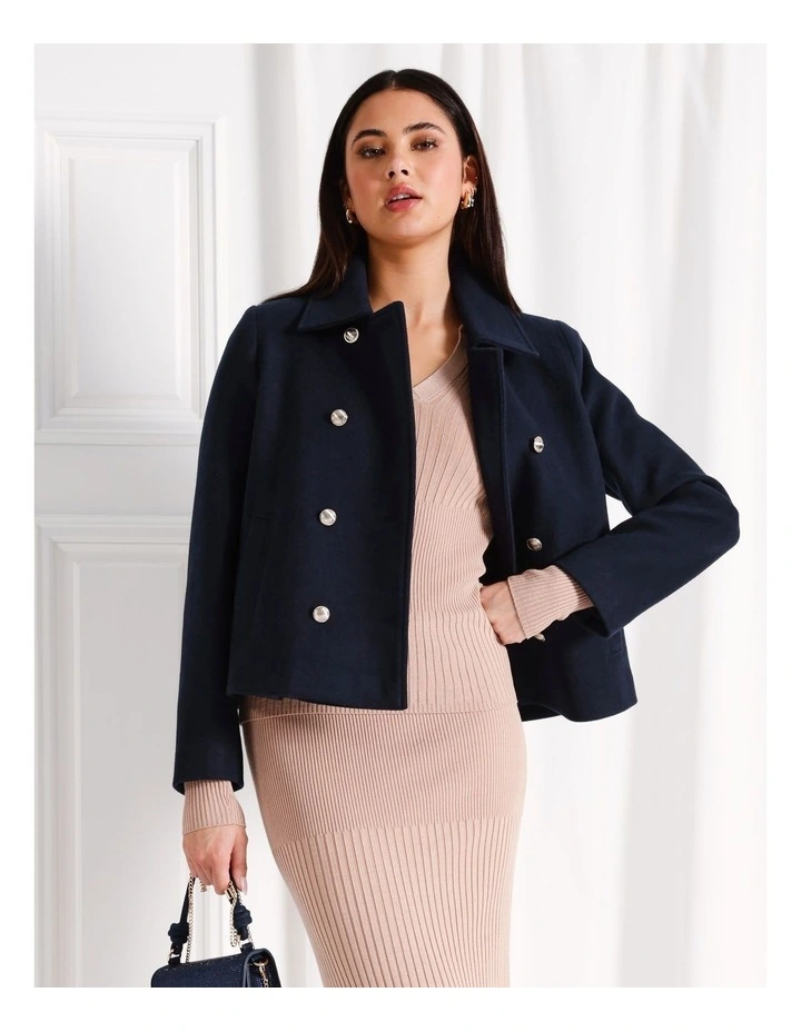 Cropped Military Jacket in Navy