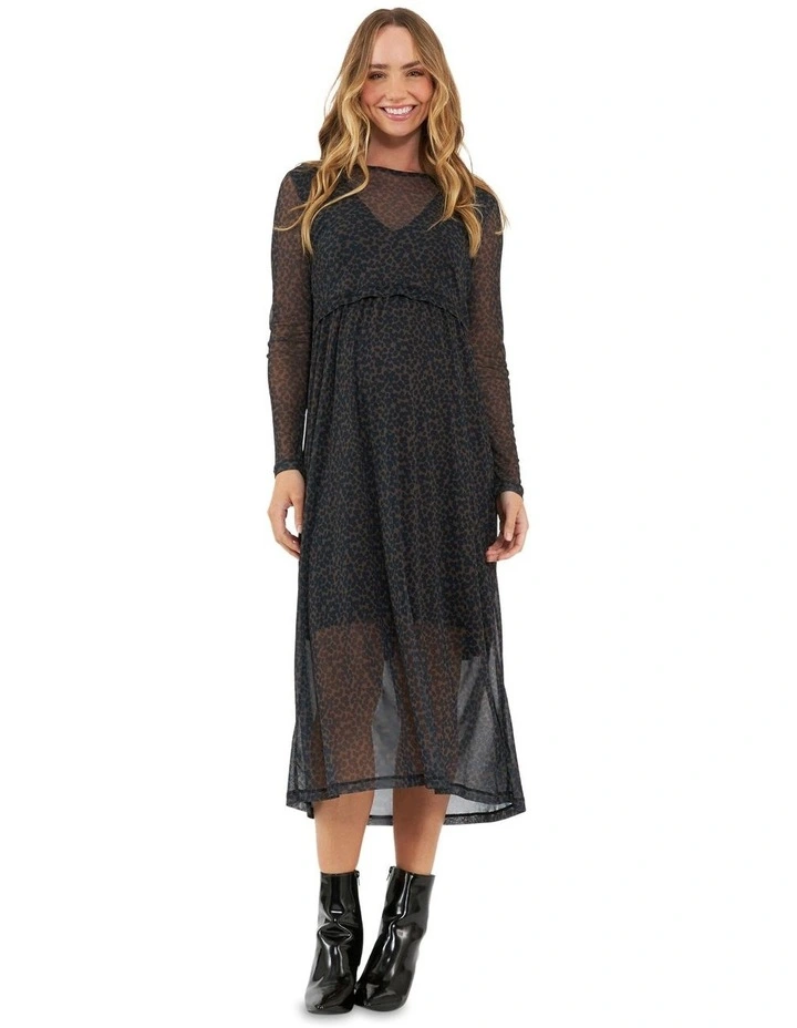 Jen Nursing Dress in Brown/Black