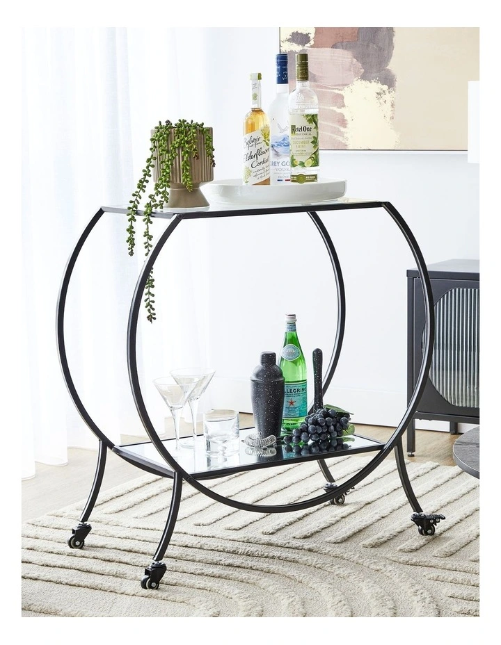 Oliver 86cm Steel Arch Bar Cart in Black