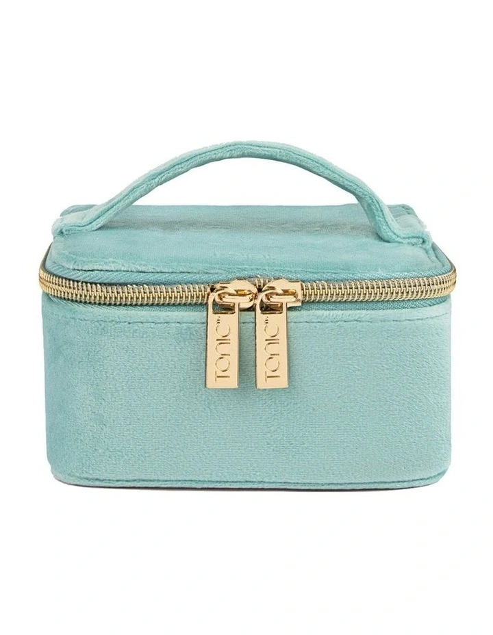 Luxe Velvet Jewellery Cube Box in Seafoam