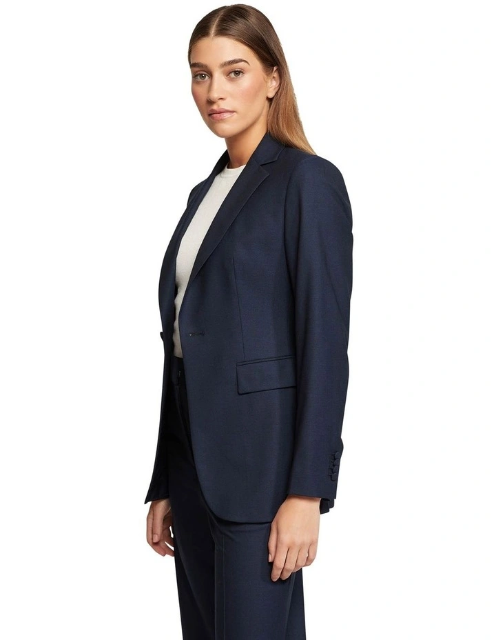 Ebony Wool Stretch Suit Jacket in Navy