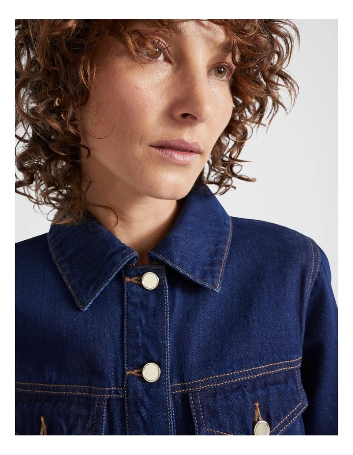 Denim Pocket Mini Dress in Neptune Wash