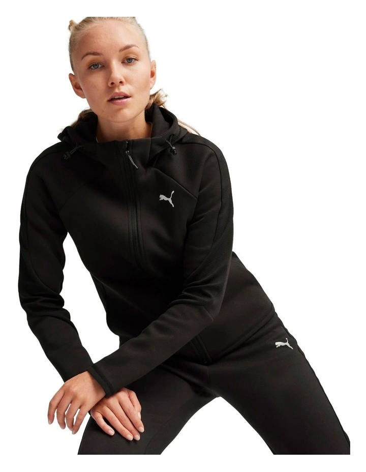 Evo Stripe FZ Hoodie in Black