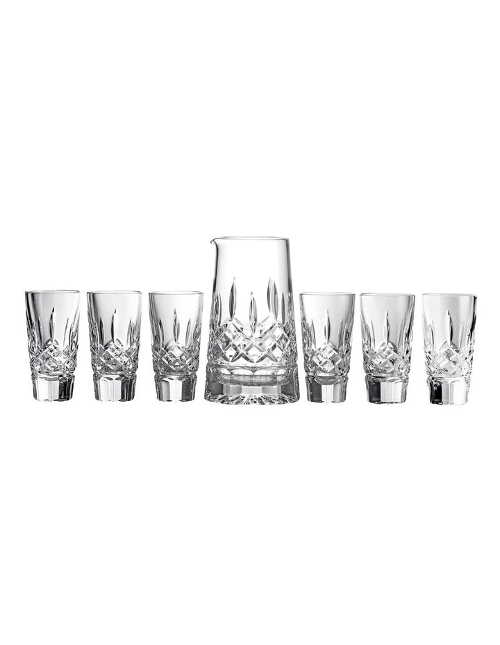 Lismore Pitcher and Shot Glass Set of 7 in Clear