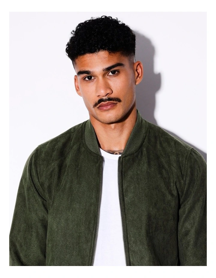 Travis Sueded Bomber Jacket in Green