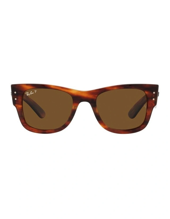 MEGA WAYFARER Polarised Sunglasses In Striped Havana