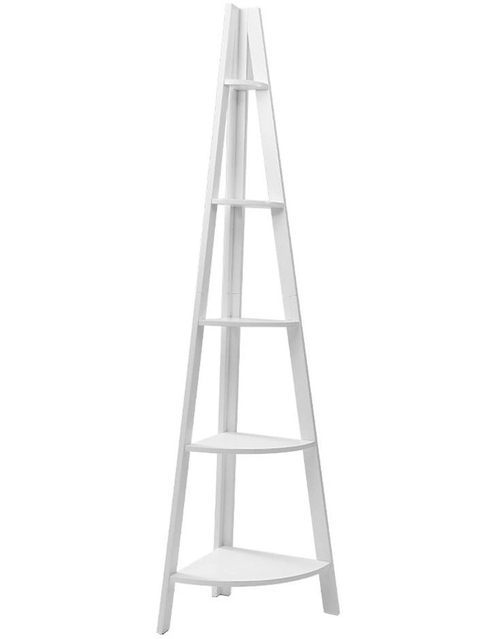 5 Tier Corner Ladder Display Shelf White