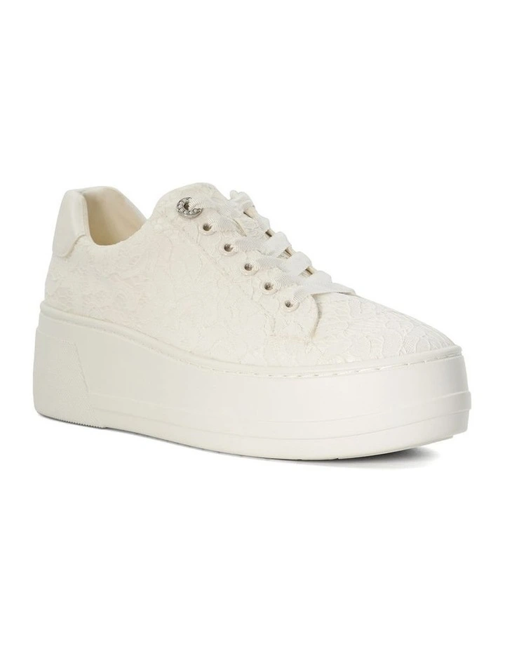 Embraced Lace Detail Platform Sneaker in Ivory