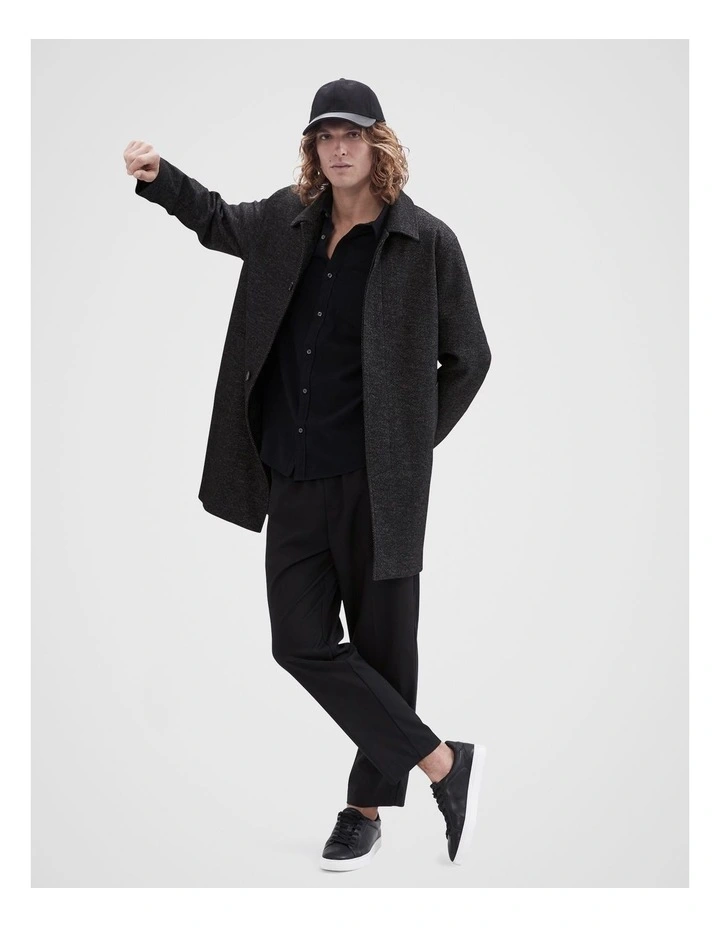 Brushed Cotton Long-sleeve Regular Fit Shirt in Black
