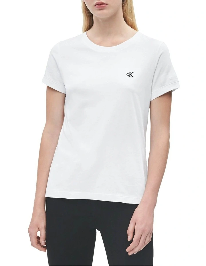 Embroidery Slim Tee in White