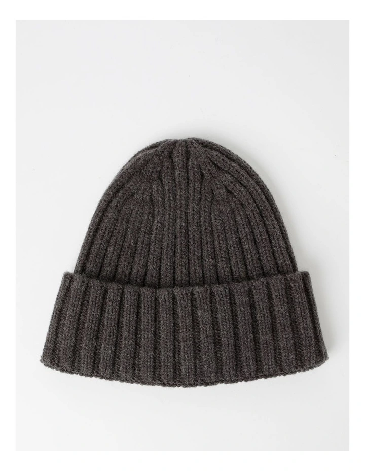 Chunky Rib Beanie in Charcoal