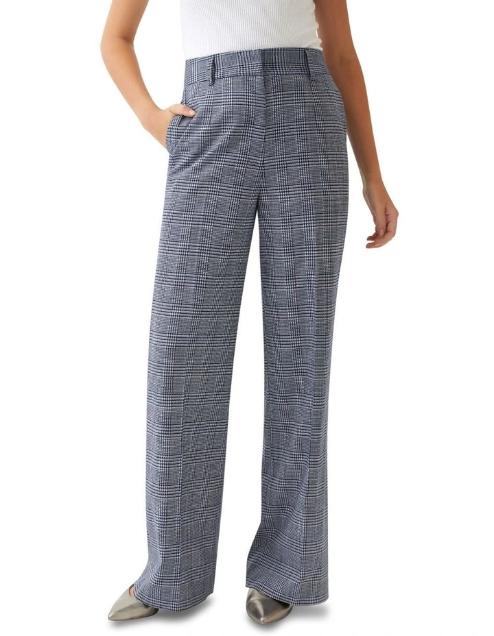 Lydia Eco Checked Suit Pants in Navy