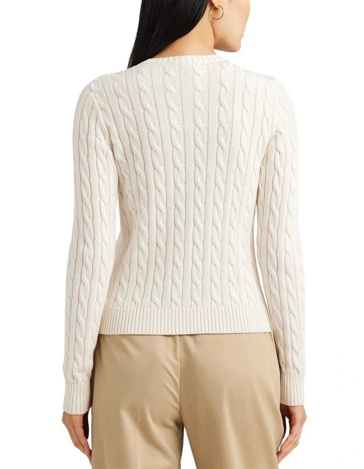 Cable-Knit Cotton Cardigan in Natural