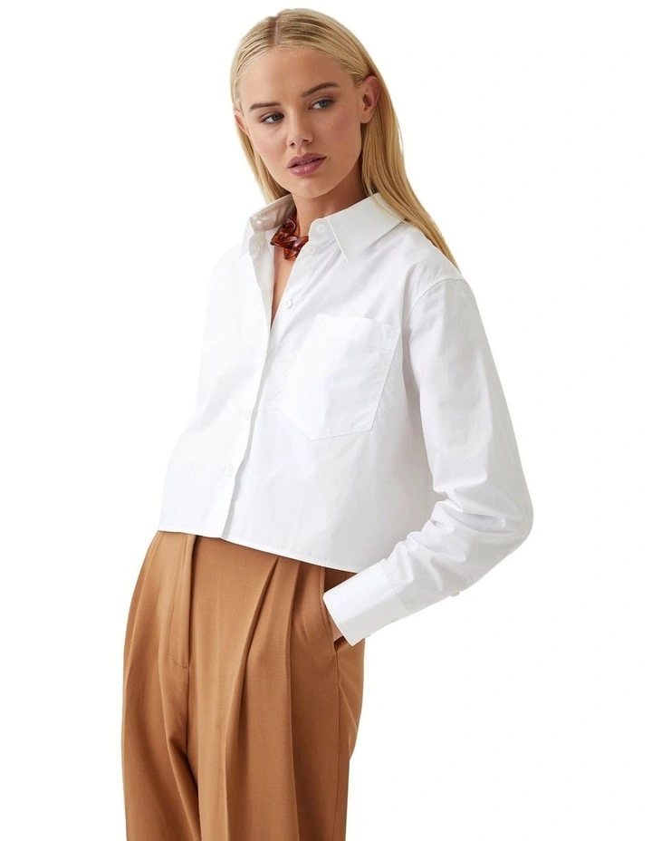 Carrie Cotton Crop Shirt in White