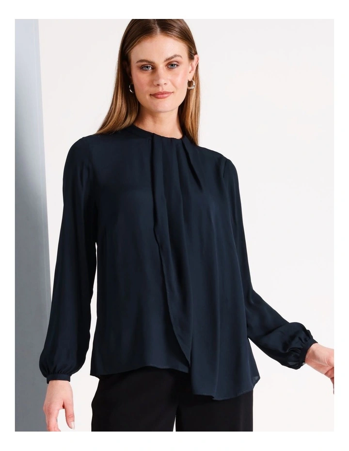 Waterfall Blouse in Navy