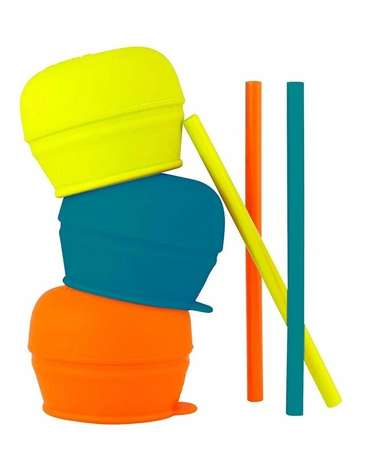 3pc Snug Straw Baby/Boy/12m /Infant Universal Cup Cover/Lid BL/OR/YL