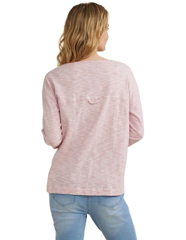 Spacedye Stripe Tee in Pink