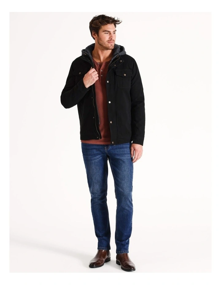 Fairhaven Utility Detachable Hood Jacket in Black