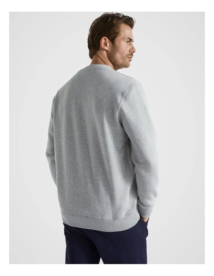Varsity Sweat Cardigan in Grey Marle