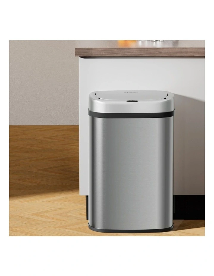 Motion Sensor 50L Rubbish Bin in Silver