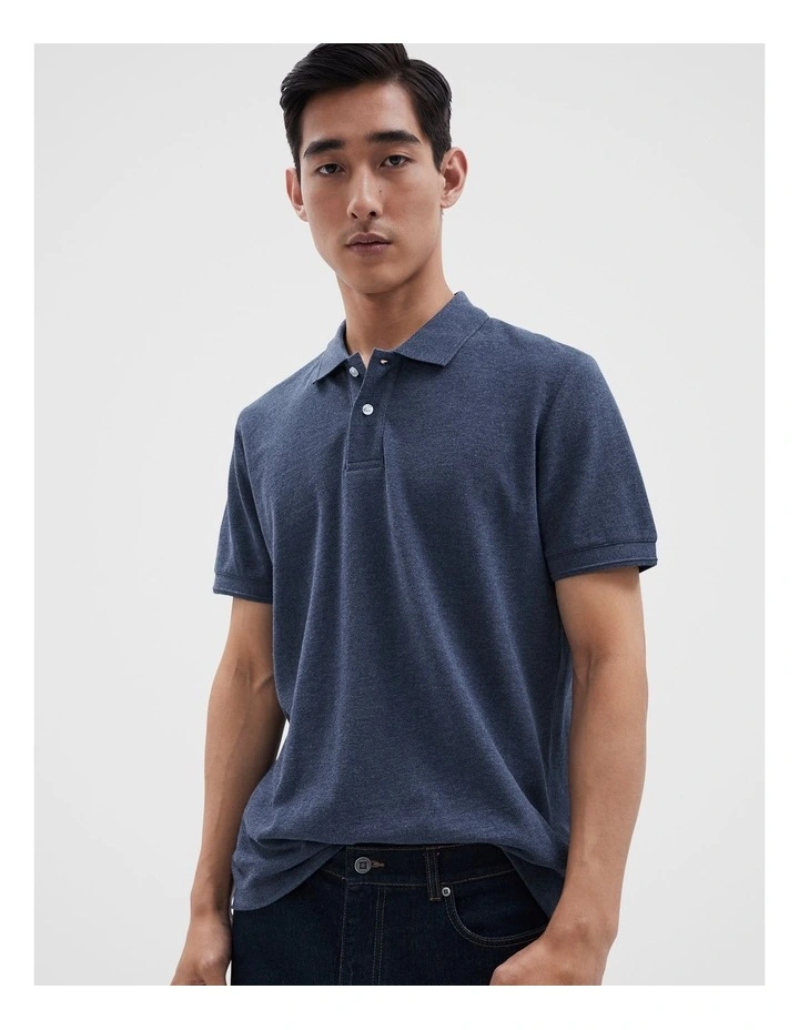 Pique Polo in Indigo
