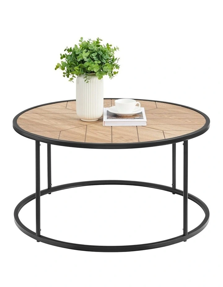Chevron Pattern Coffee Table 90cm in Natural/Black