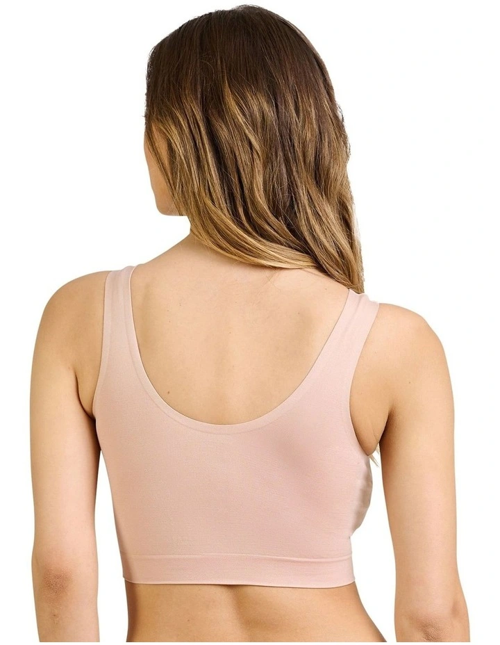 So Confort Seamless Wirefree Crop Top Bra in Beige