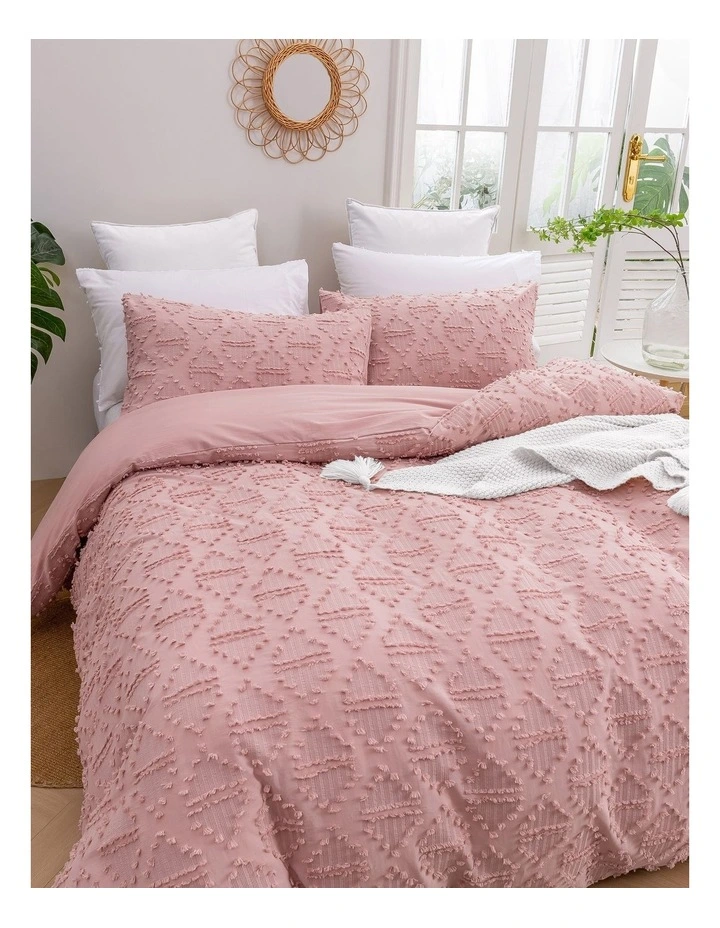 Lottie Eyelash Jacquard Quilt Cover Set in Rose