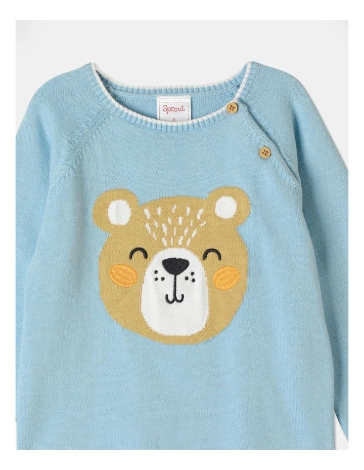 Reverse Knit Bear Set in Sky Blue