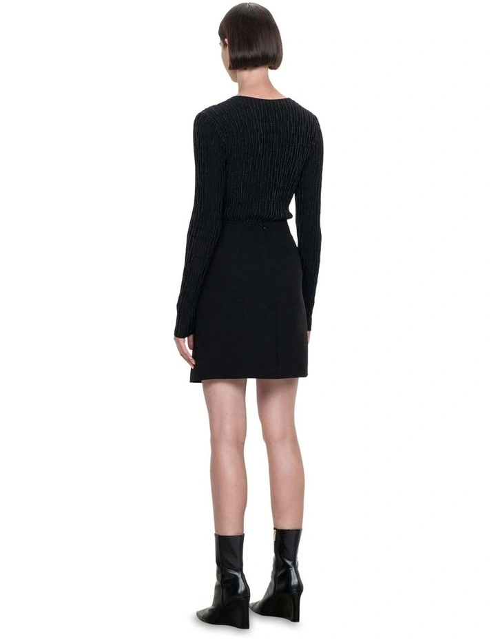 Double Weave Wrap Skirt in Black