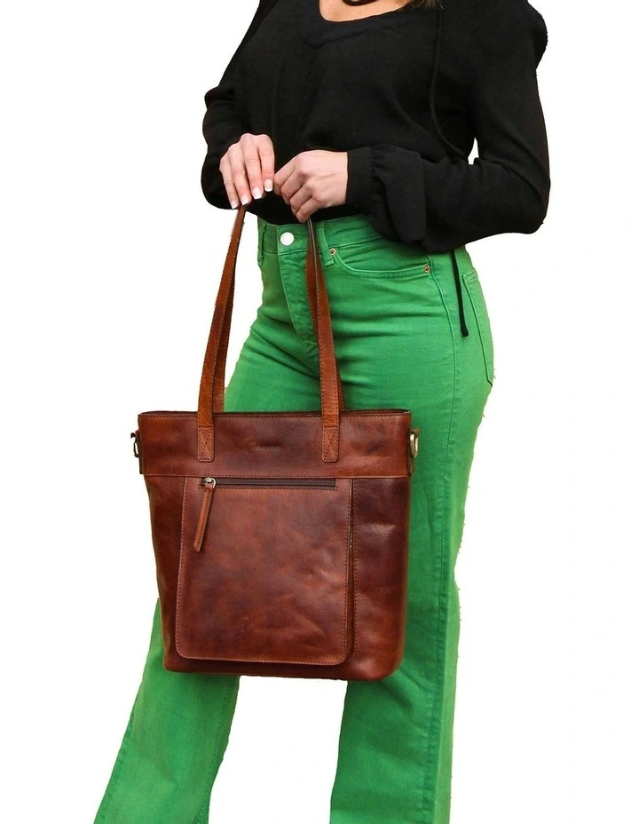 Leather Tote Bag in Tan