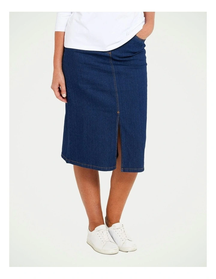 Denim A-Line Skirt in Indigo