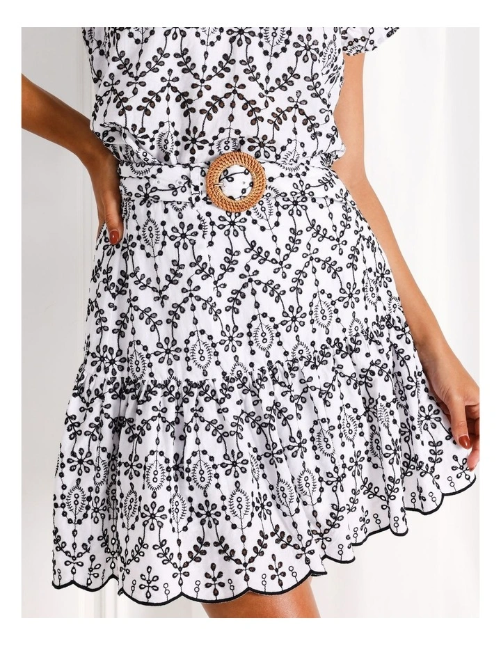 Co-Ord Cotton Broderie Mini Skirt in White