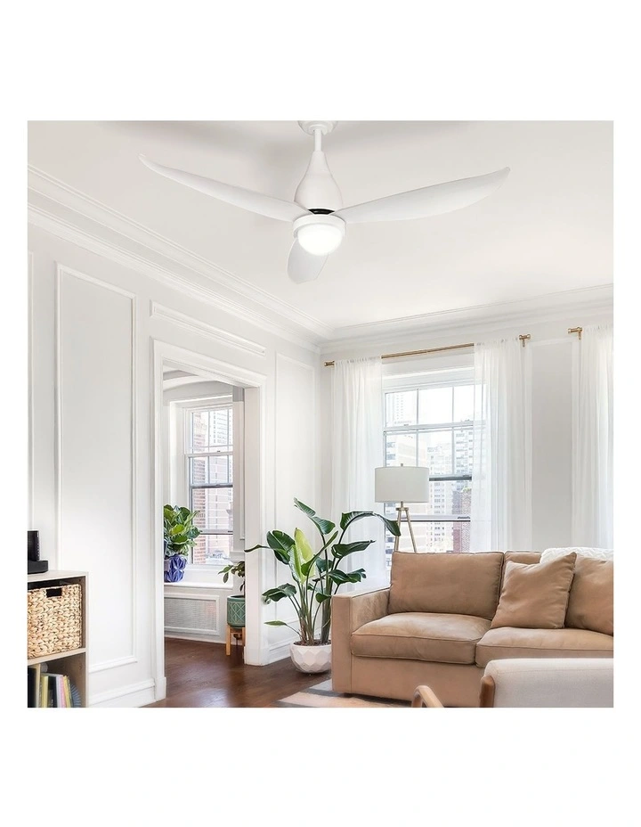 Ceiling Fan DC Motor 52 inch with Remote and LED Light in White