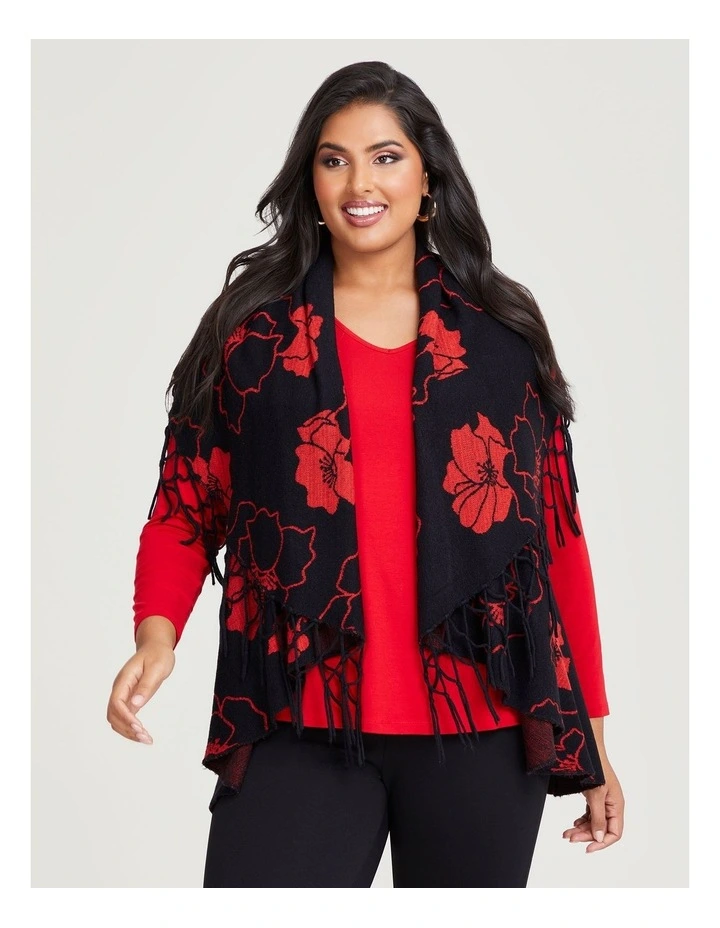 Poppy Cascading Vest in Red/Black