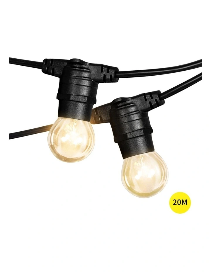 20M Festoon String Lights Kits Christmas Wedding Party Indoor/Outdoor in Black